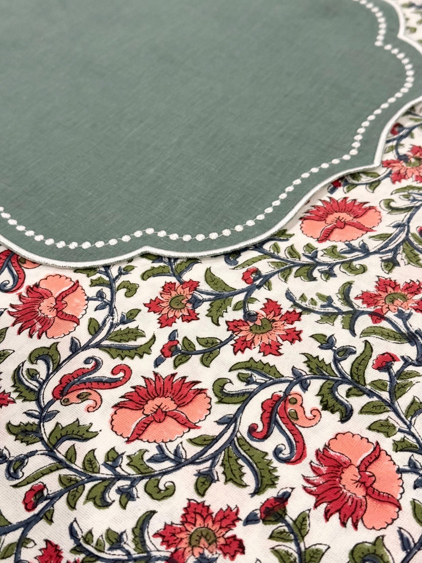 Rosewood Lane- Hand Block-Printed Tablecloth
