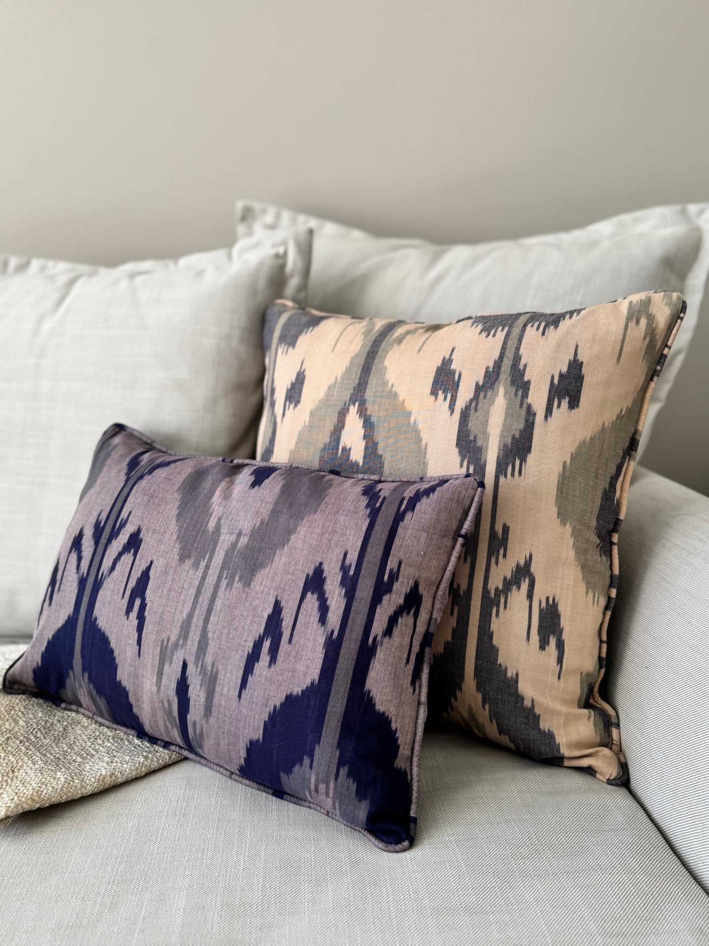 Indigo Mist Ikat Cushion Cover