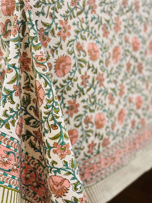 Primrose Lane- Hand Block-Printed Tablecloth