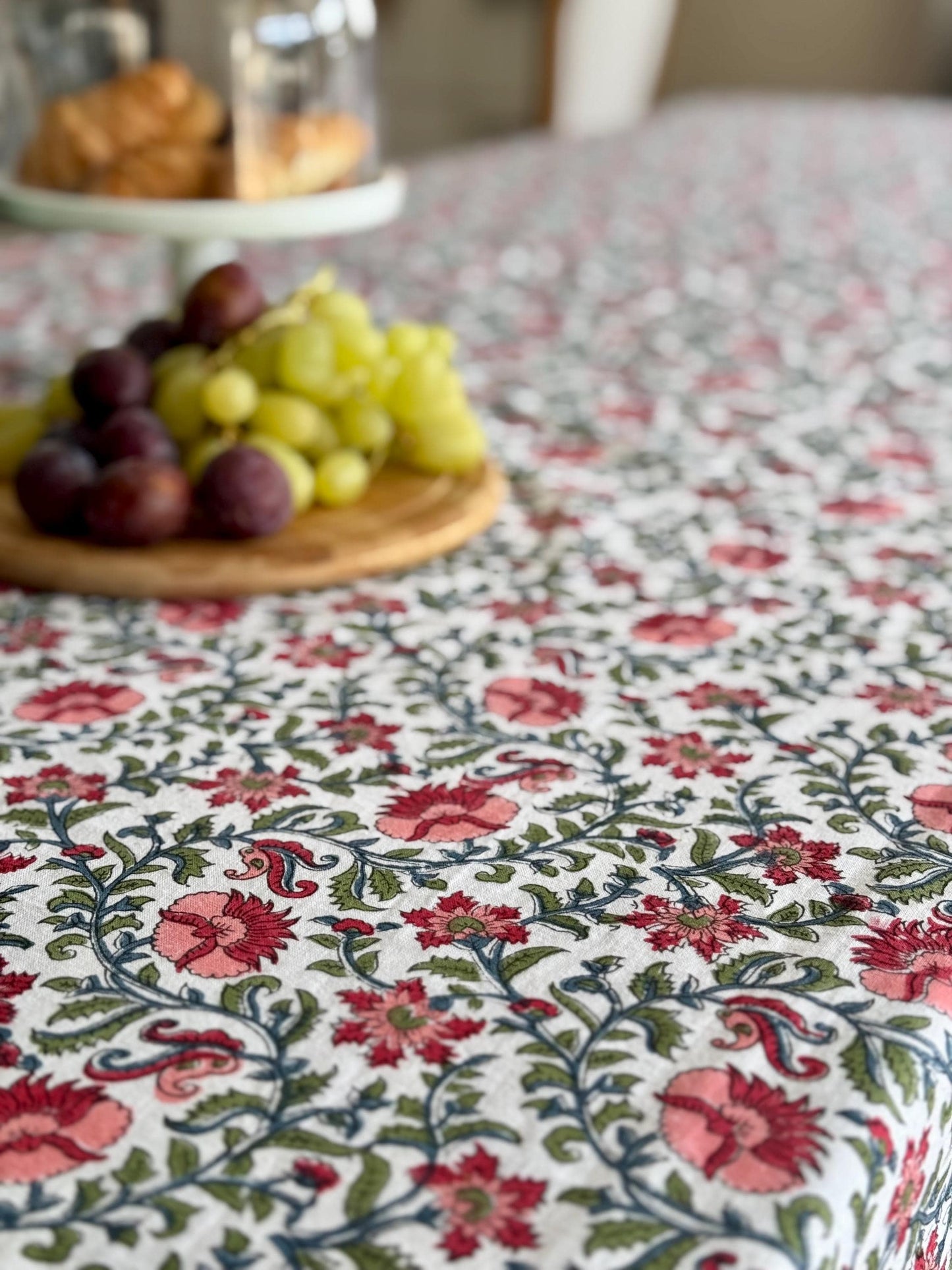 Rosewood Lane- Hand Block-Printed Tablecloth