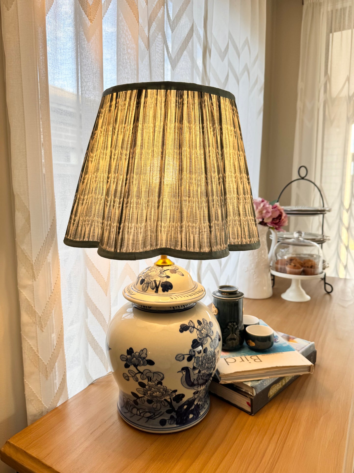 Sea Mist~Handmade Block Printed Cotton Lampshade | Vintage Flair Australia