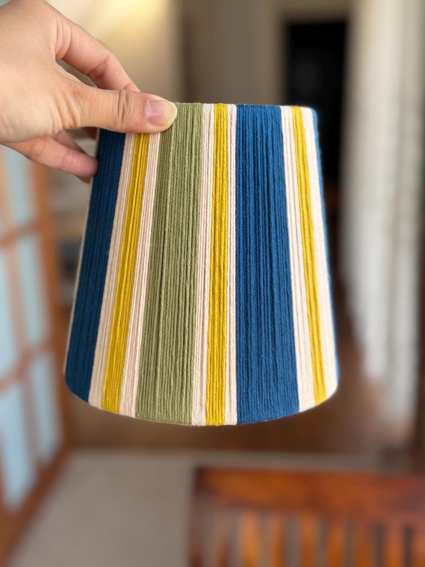 Handwoven, Yarn wrapped, 100% cotton yarn String Lampshade
