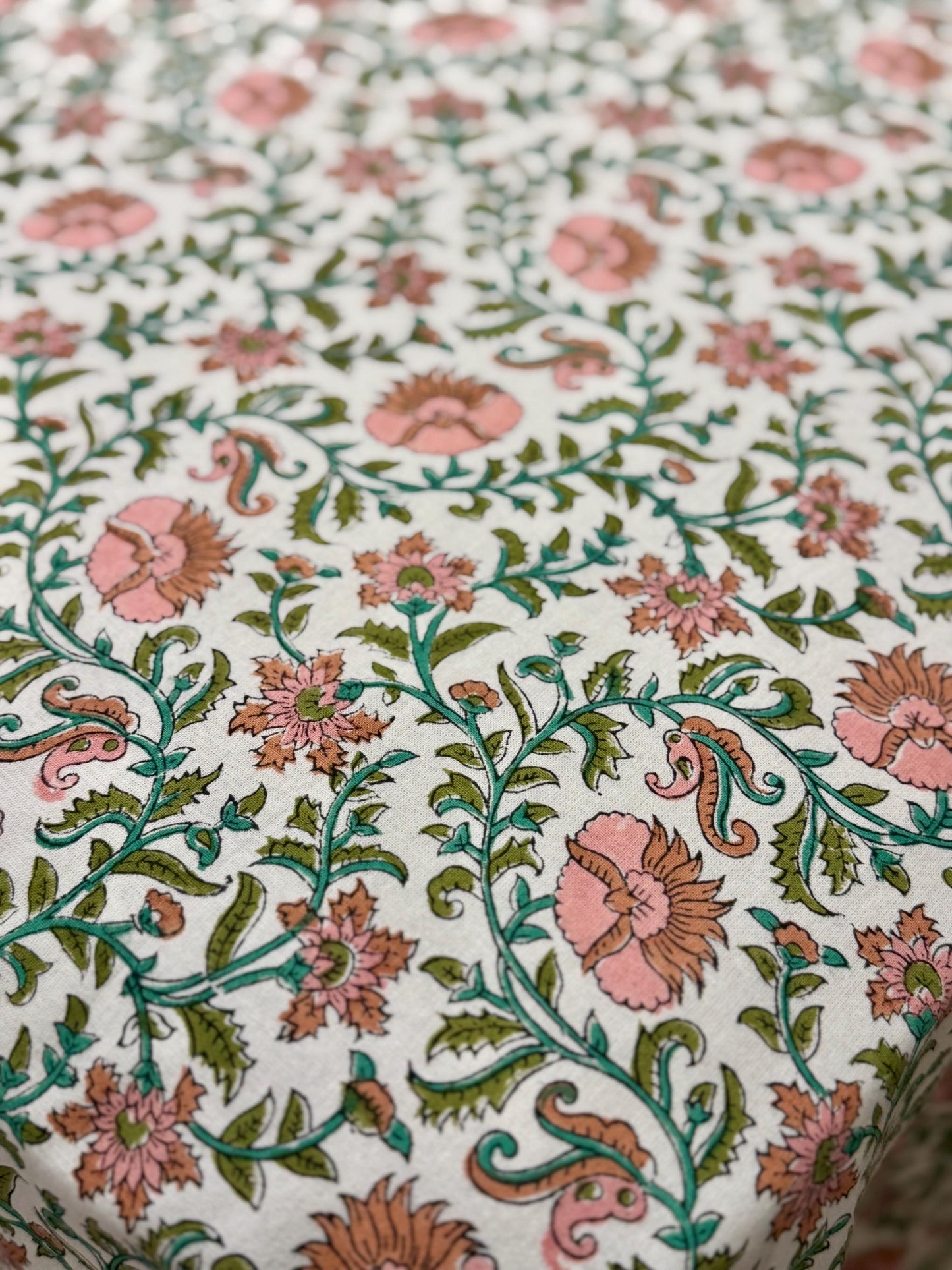 Primrose Lane- Hand Block-Printed Tablecloth