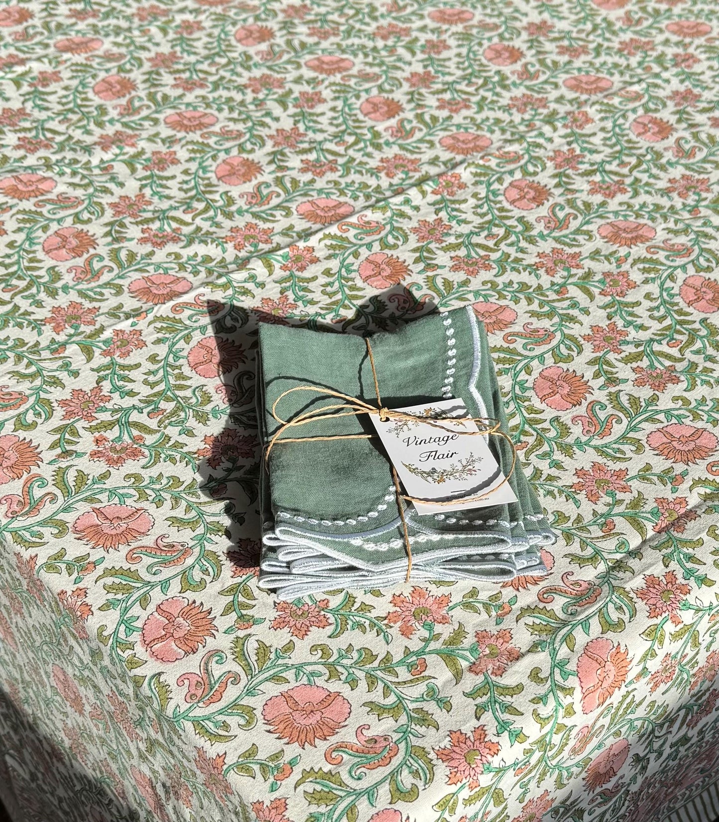 Primrose Lane- Hand Block-Printed Tablecloth