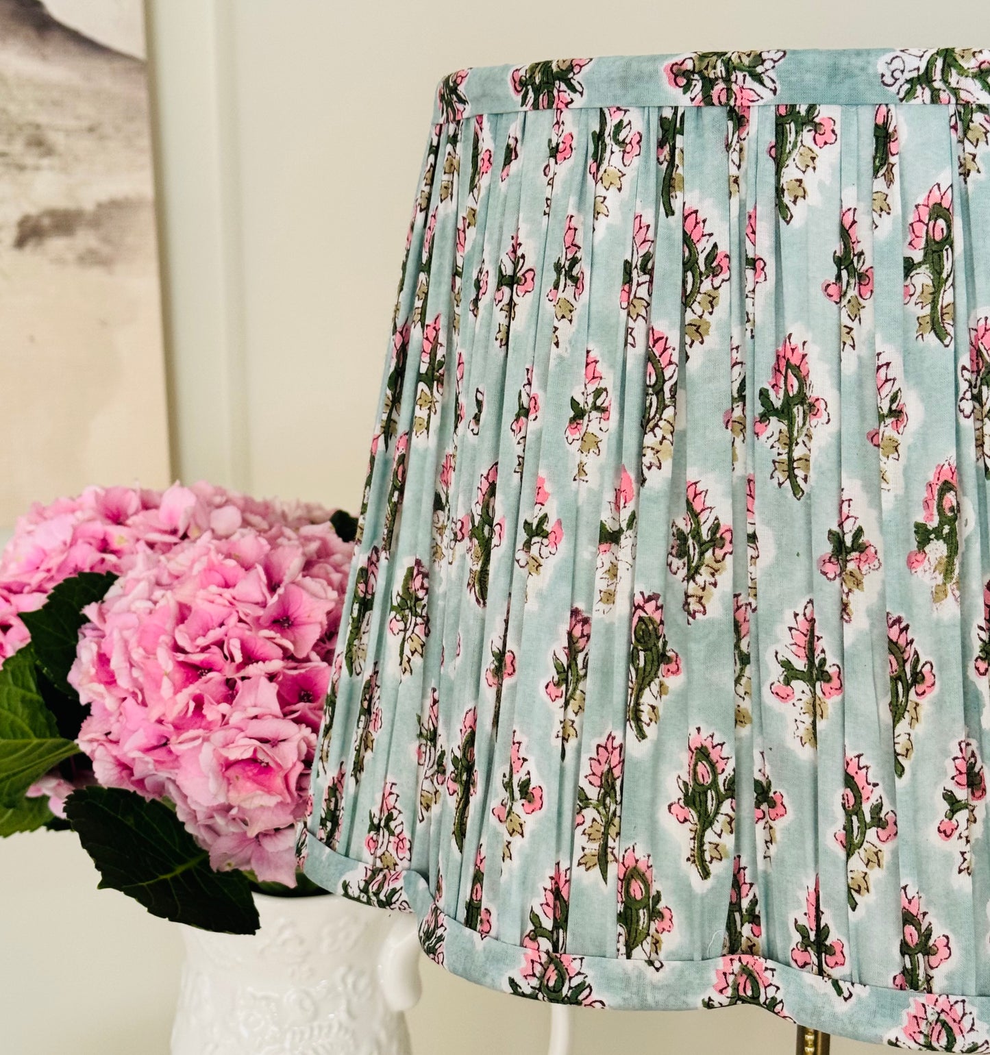 Blue Bud – Hand Block Printed Cotton Lampshade