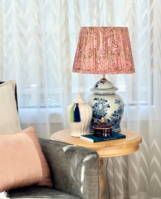 Dusty Bloom~Handmade Block Printed Cotton Lampshade | Vintage Flair Australia