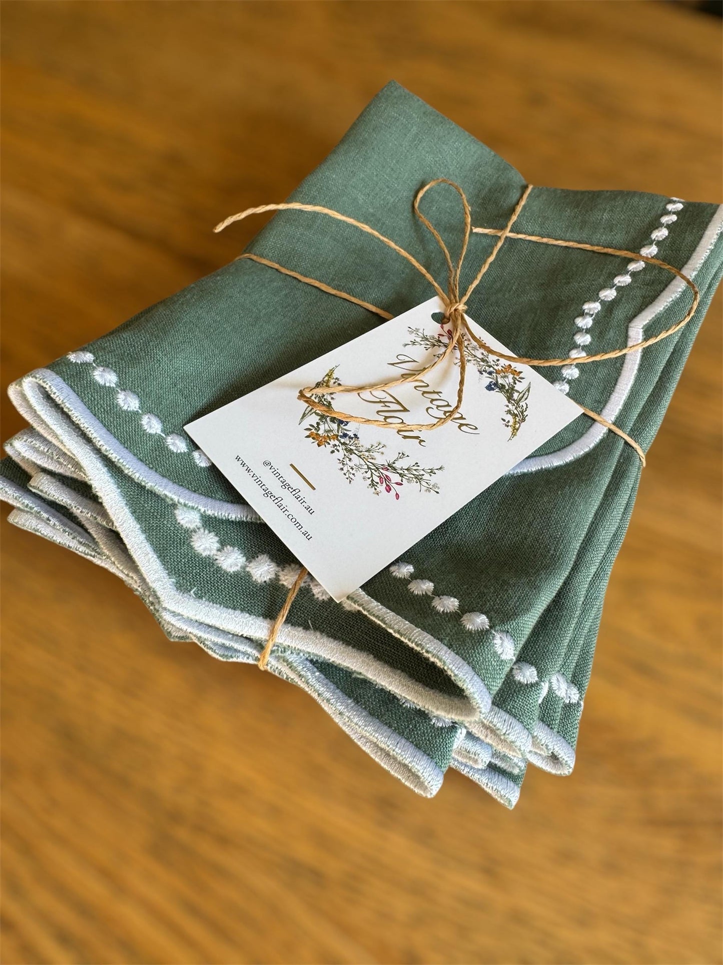 Sage Soirée Linen Napkins — Set of 4 / 6