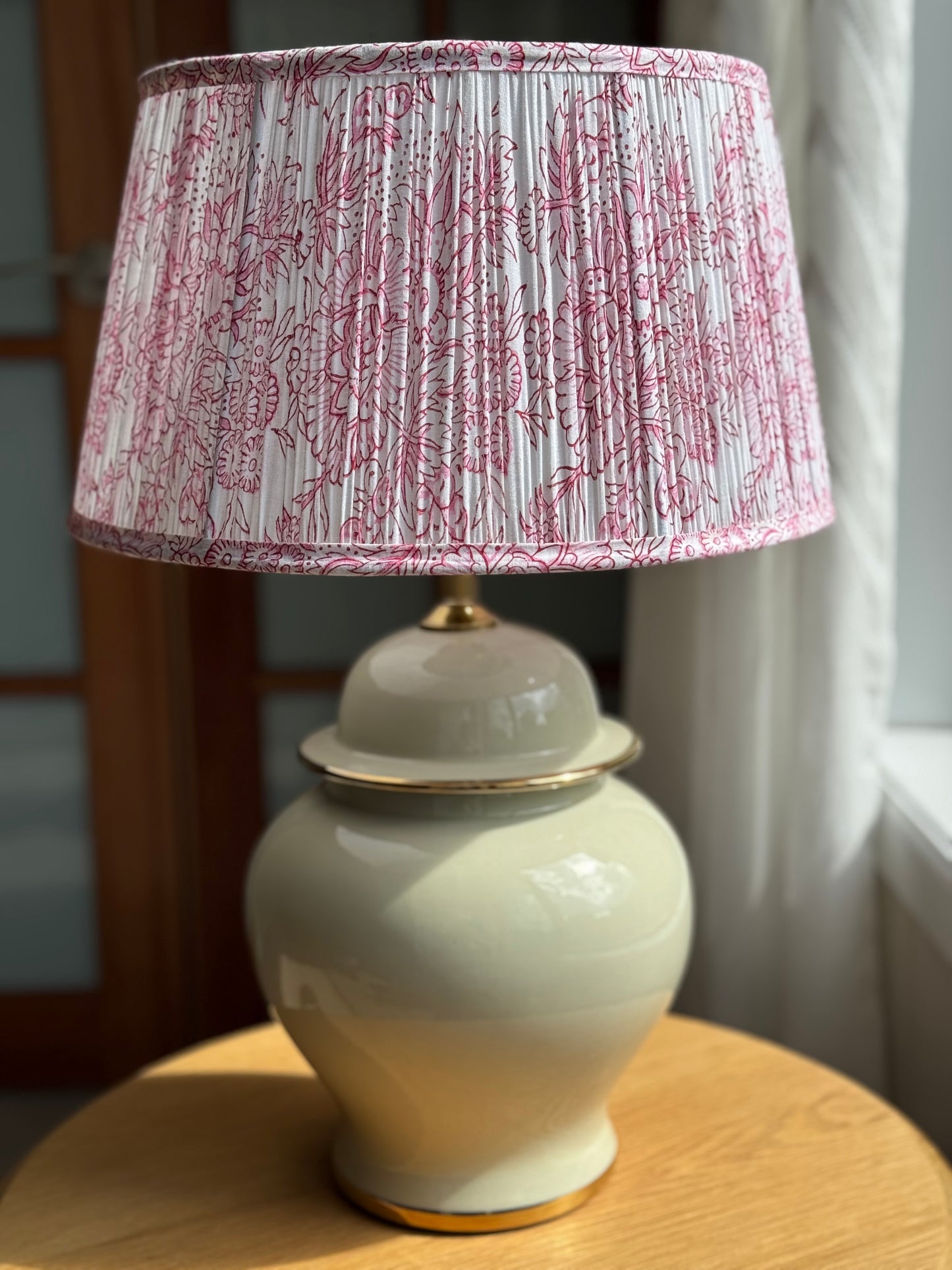 Blush Meadow~ Handmade Block Printed Cotton Lampshade | Vintage Flair Australia