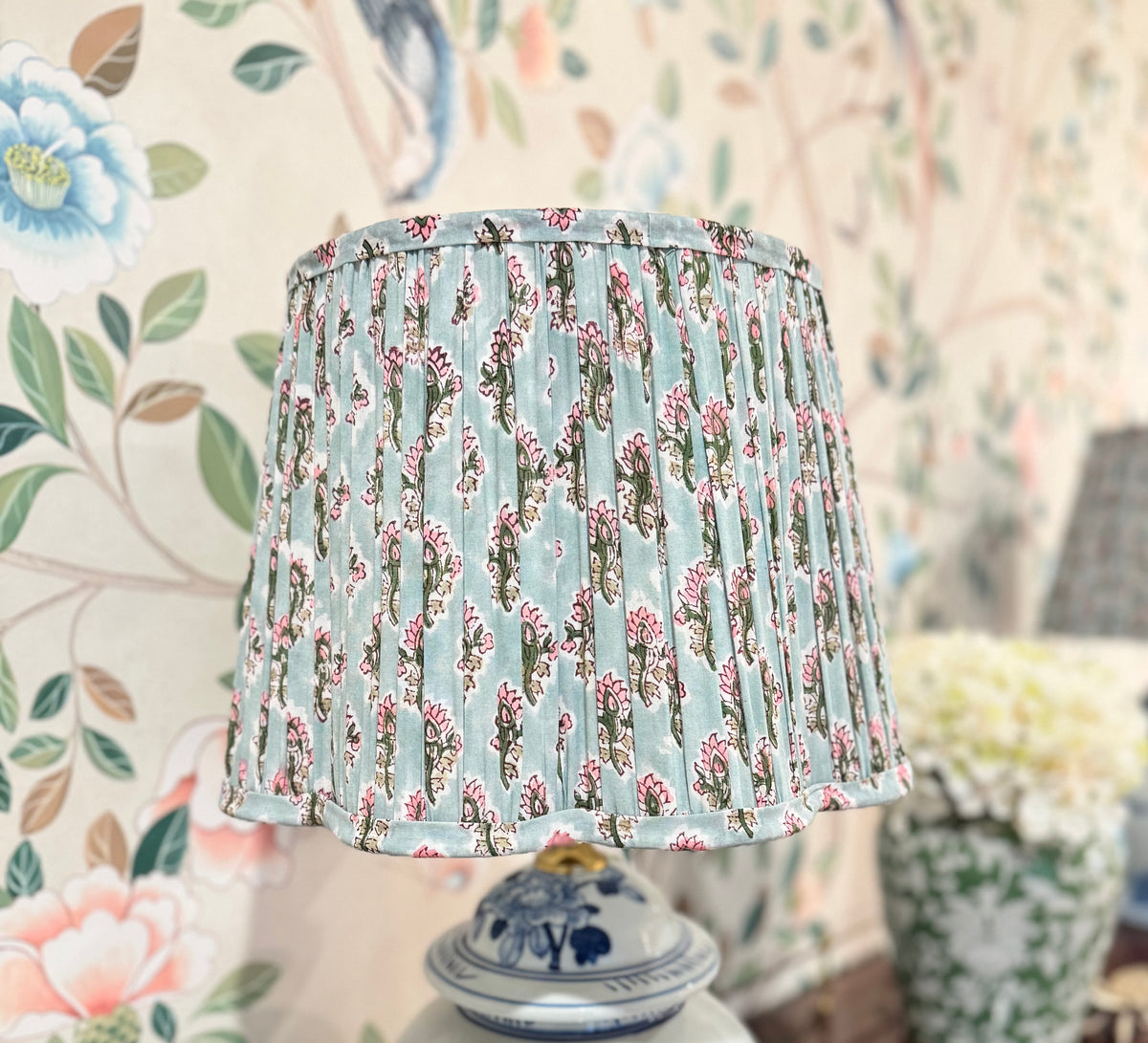 Blue Bud – Hand Block Printed Cotton Lampshade