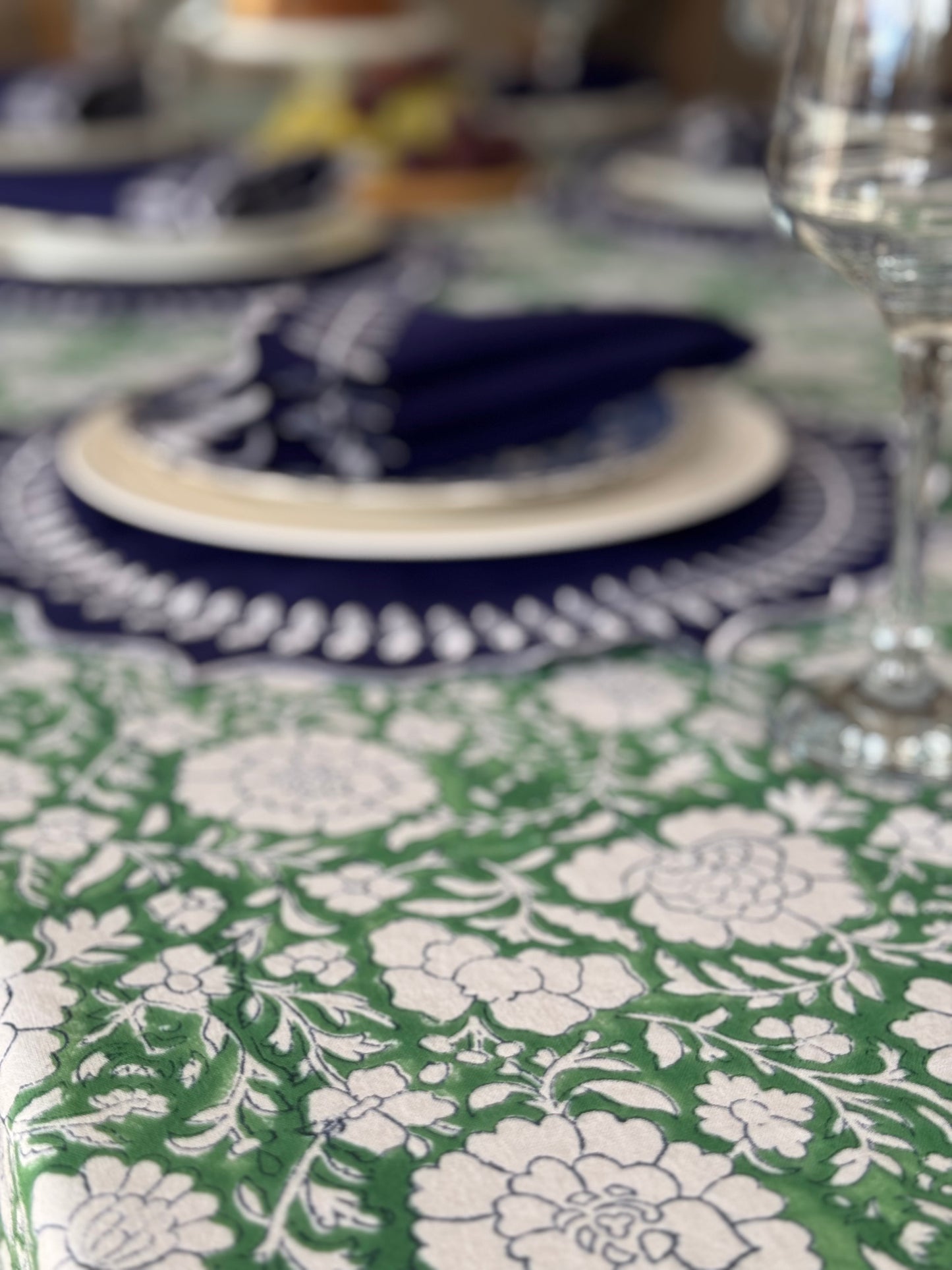 Fernleigh- Hand Block-Printed Tablecloth