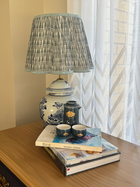 Sea Mist~Handmade Block Printed Cotton Lampshade | Vintage Flair Australia