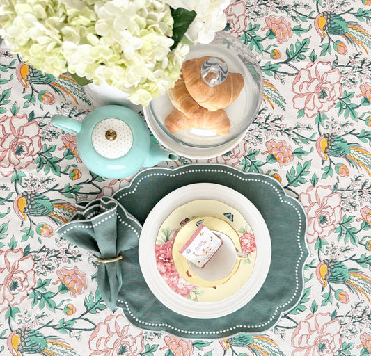 Meadow Song – Hand Block-Printed Tablecloth