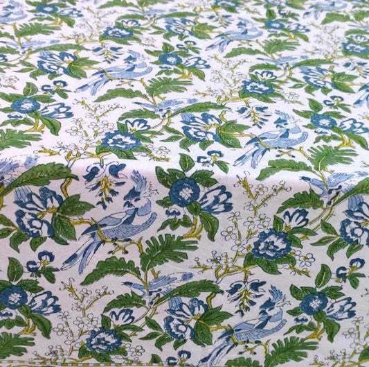 Bluebell Garden – Hand Block-Printed Tablecloth