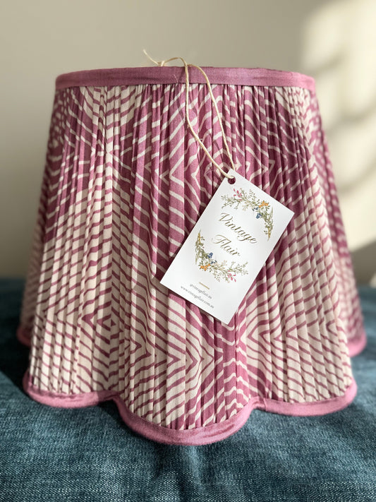 Mauve Lattice~Handmade Geometric Printed Silk Lampshade | Vintage Flair Australia