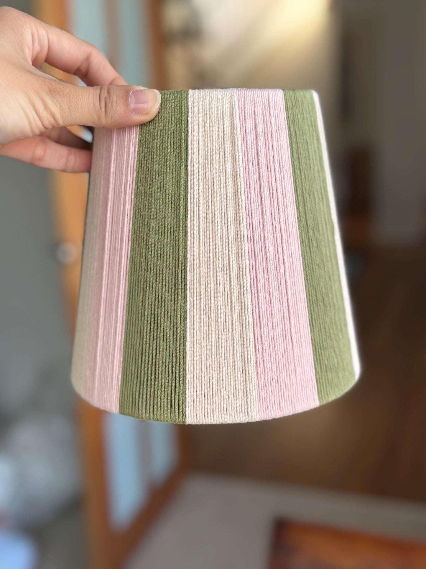 Handwoven, Yarn wrapped, 100% cotton yarn String Lampshade