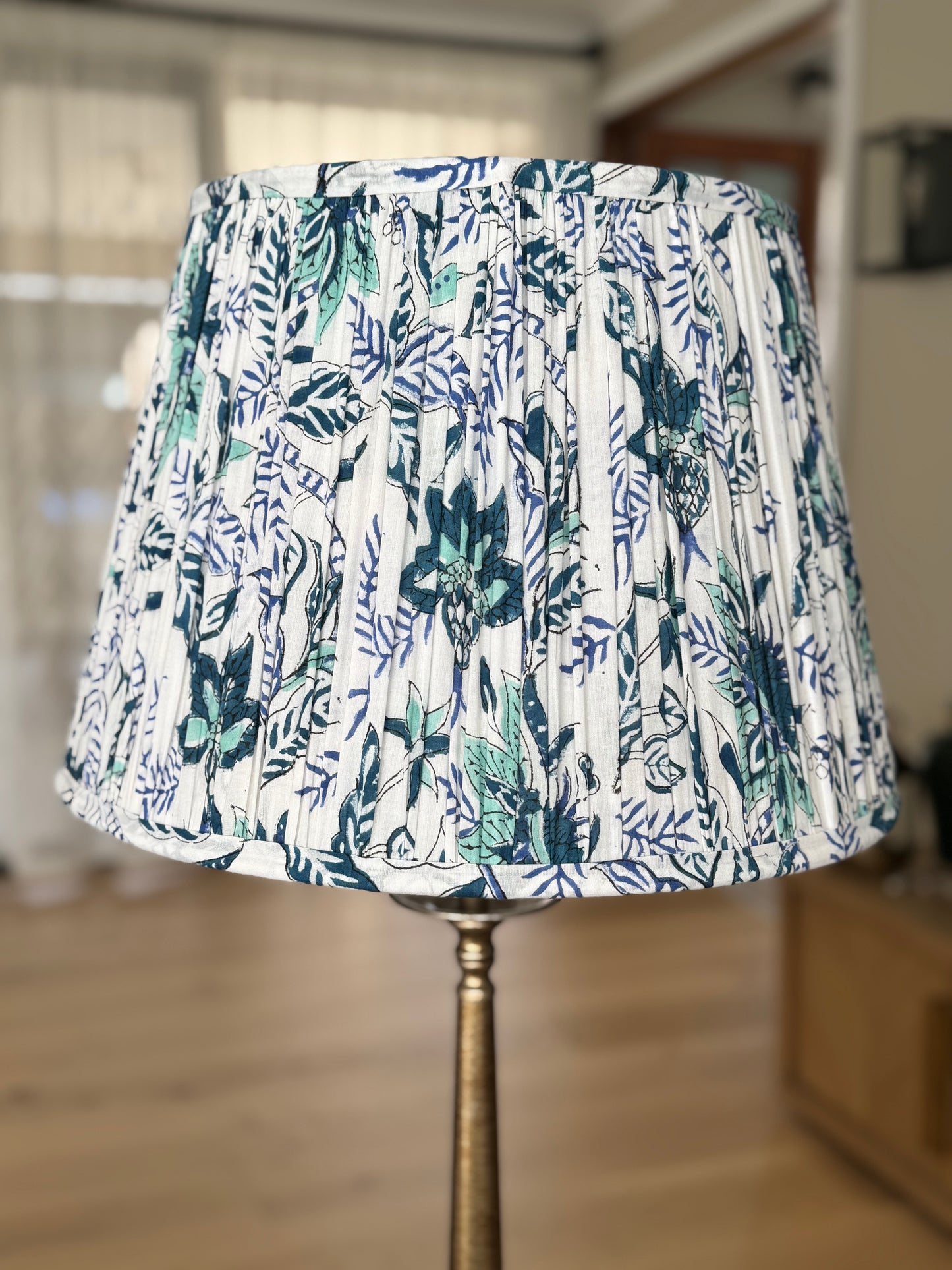 Ocean Fern ~Handmade Block Printed Cotton Lampshade | Vintage Flair