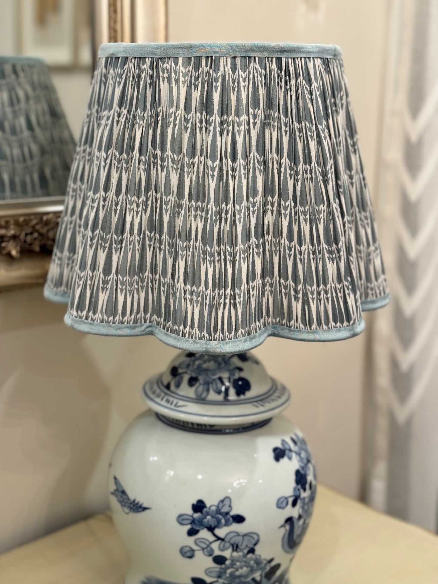 Sea Mist~Handmade Block Printed Cotton Lampshade | Vintage Flair Australia
