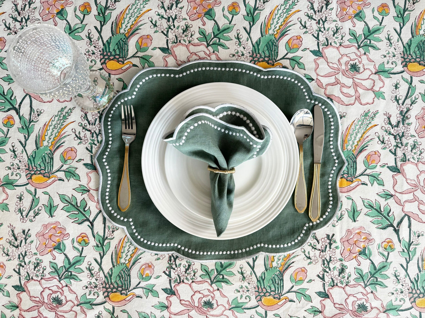 Meadow Song – Hand Block-Printed Tablecloth
