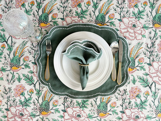 Meadow Song – Hand Block-Printed Tablecloth