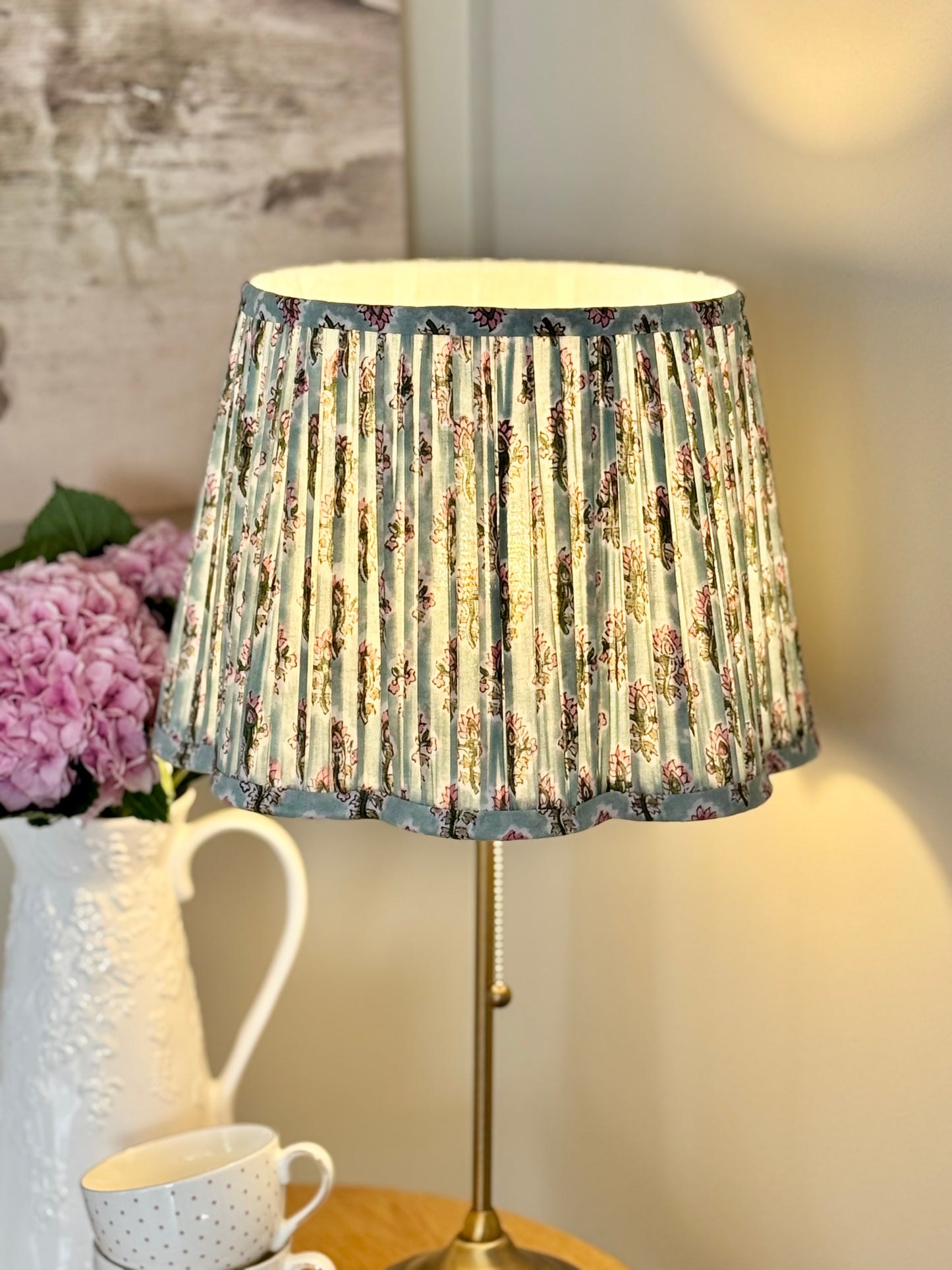 Blue Bud – Hand Block Printed Cotton Lampshade