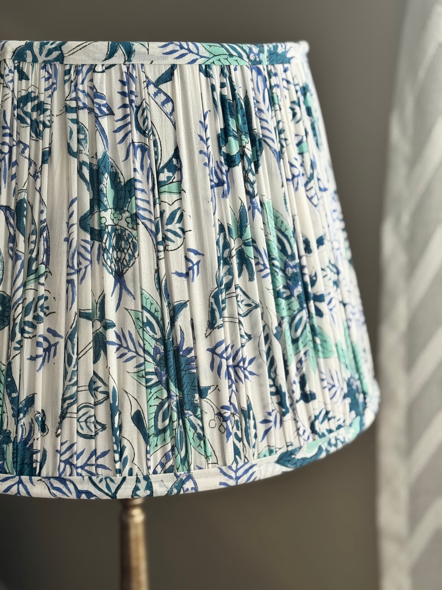 Ocean Fern ~Handmade Block Printed Cotton Lampshade | Vintage Flair