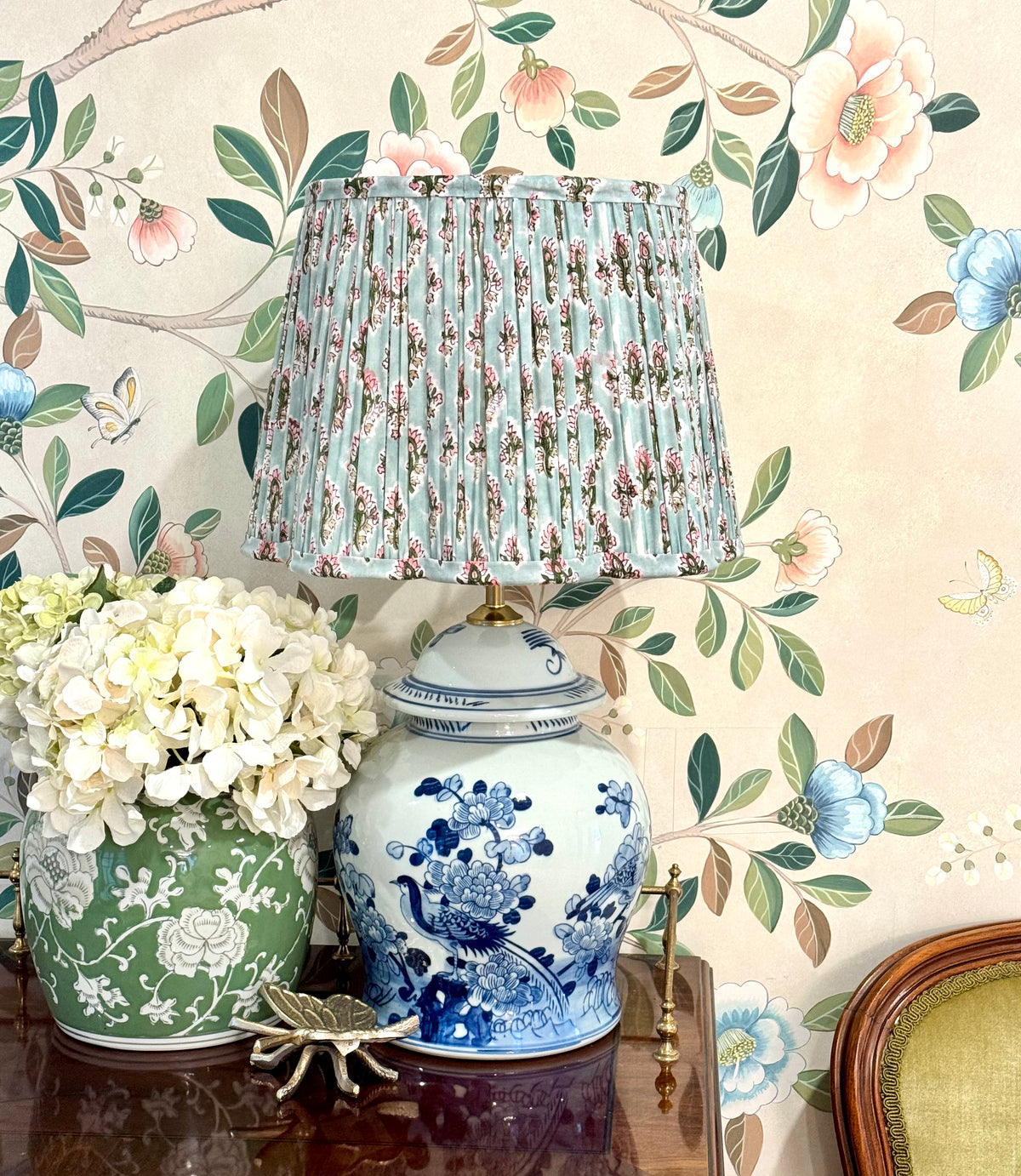 Blue Bud – Hand Block Printed Cotton Lampshade