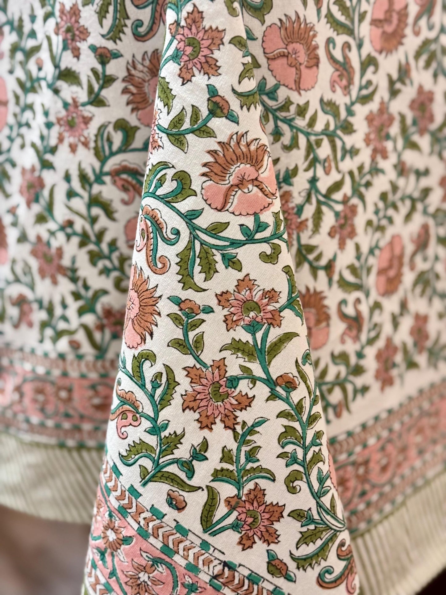 Primrose Lane- Hand Block-Printed Tablecloth