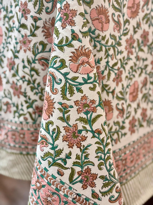 Primrose Lane- Hand Block-Printed Tablecloth