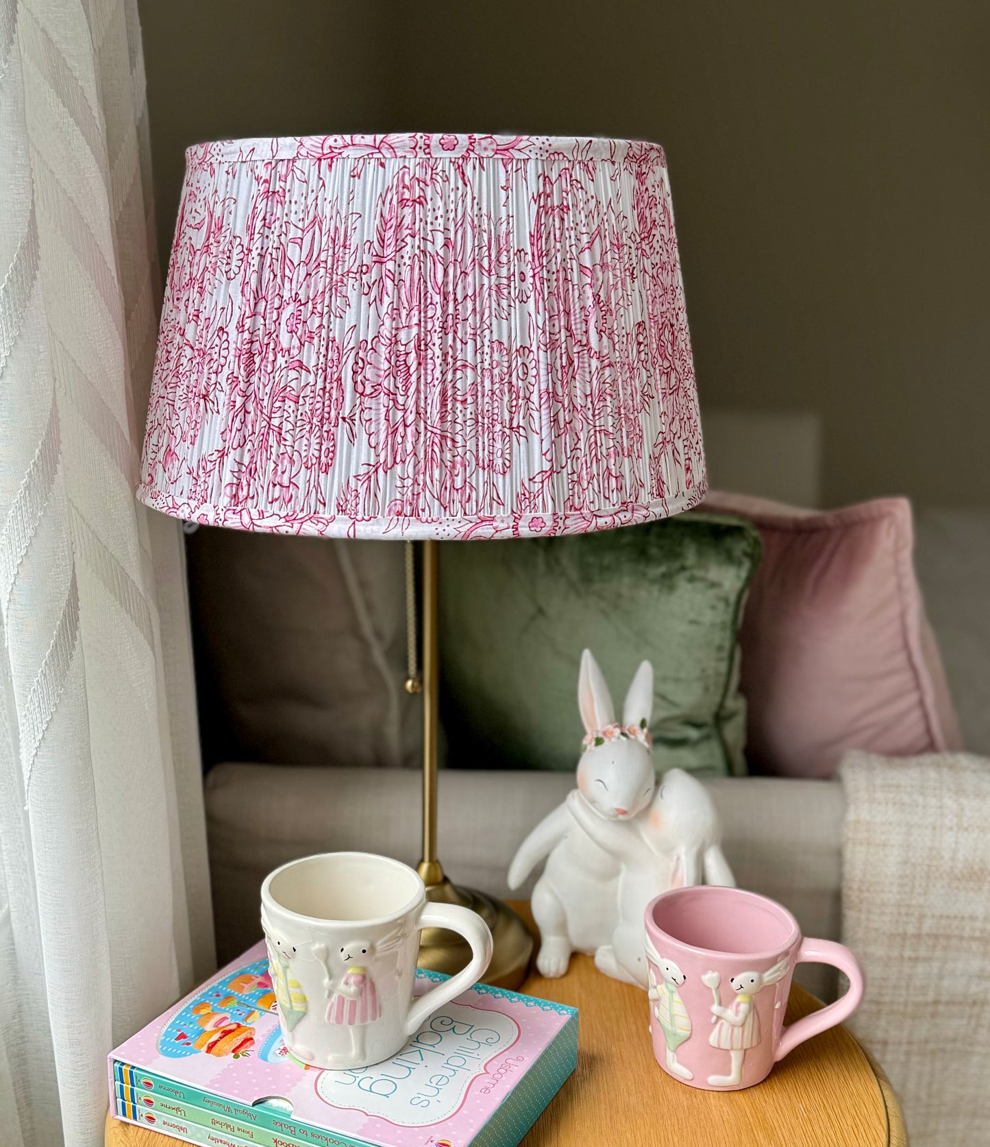 Blush Meadow~ Handmade Block Printed Cotton Lampshade | Vintage Flair Australia