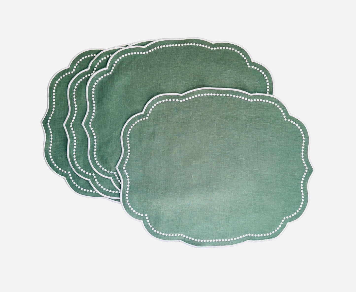 Sage Soirée Linen Rectangle Placemats — Set of 4 / 6