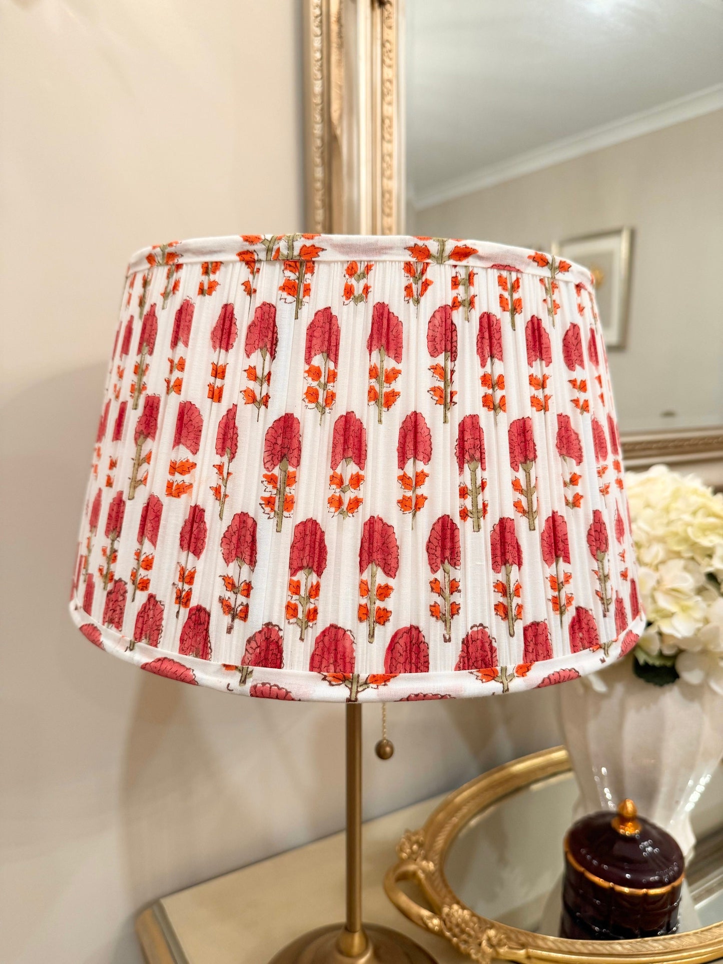 Marigold Buteh~Handmade Block Printed Cotton Lampshade | Vintage Flair Australia