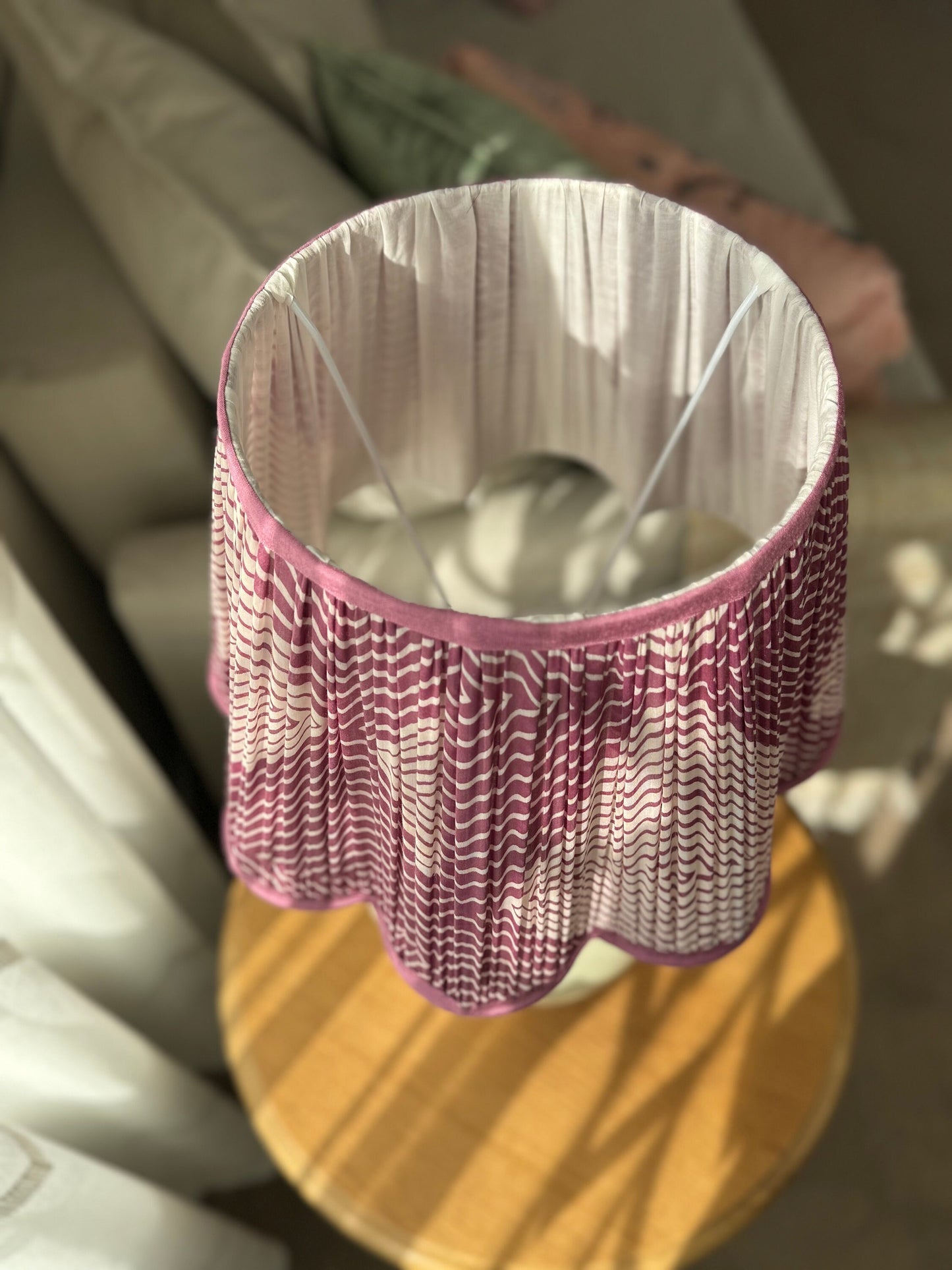 Mauve Lattice~Handmade Geometric Printed Silk Lampshade | Vintage Flair Australia