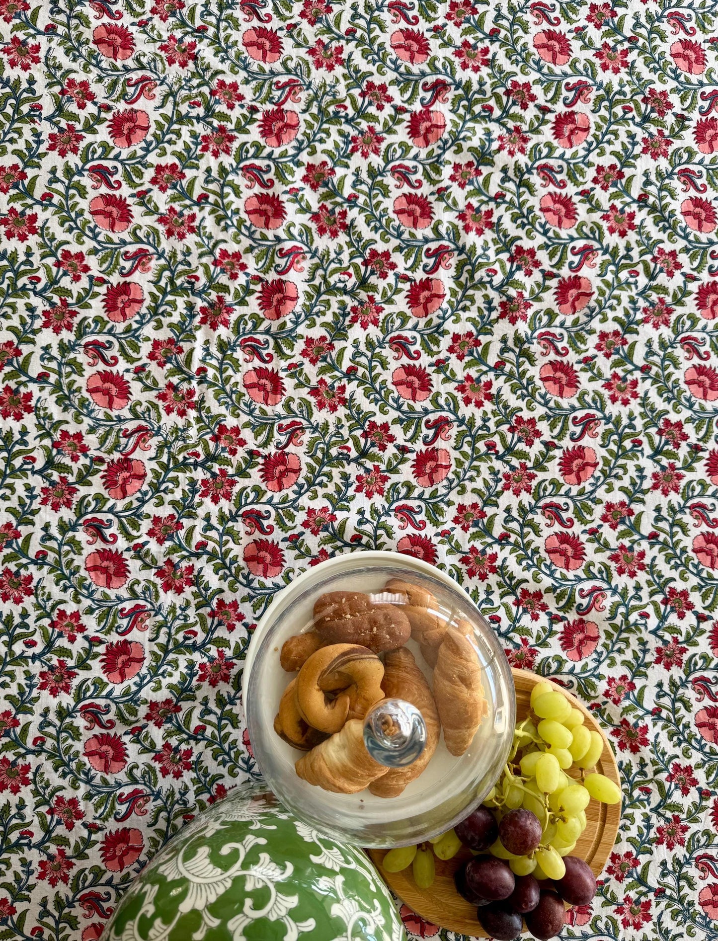 Rosewood Lane- Hand Block-Printed Tablecloth