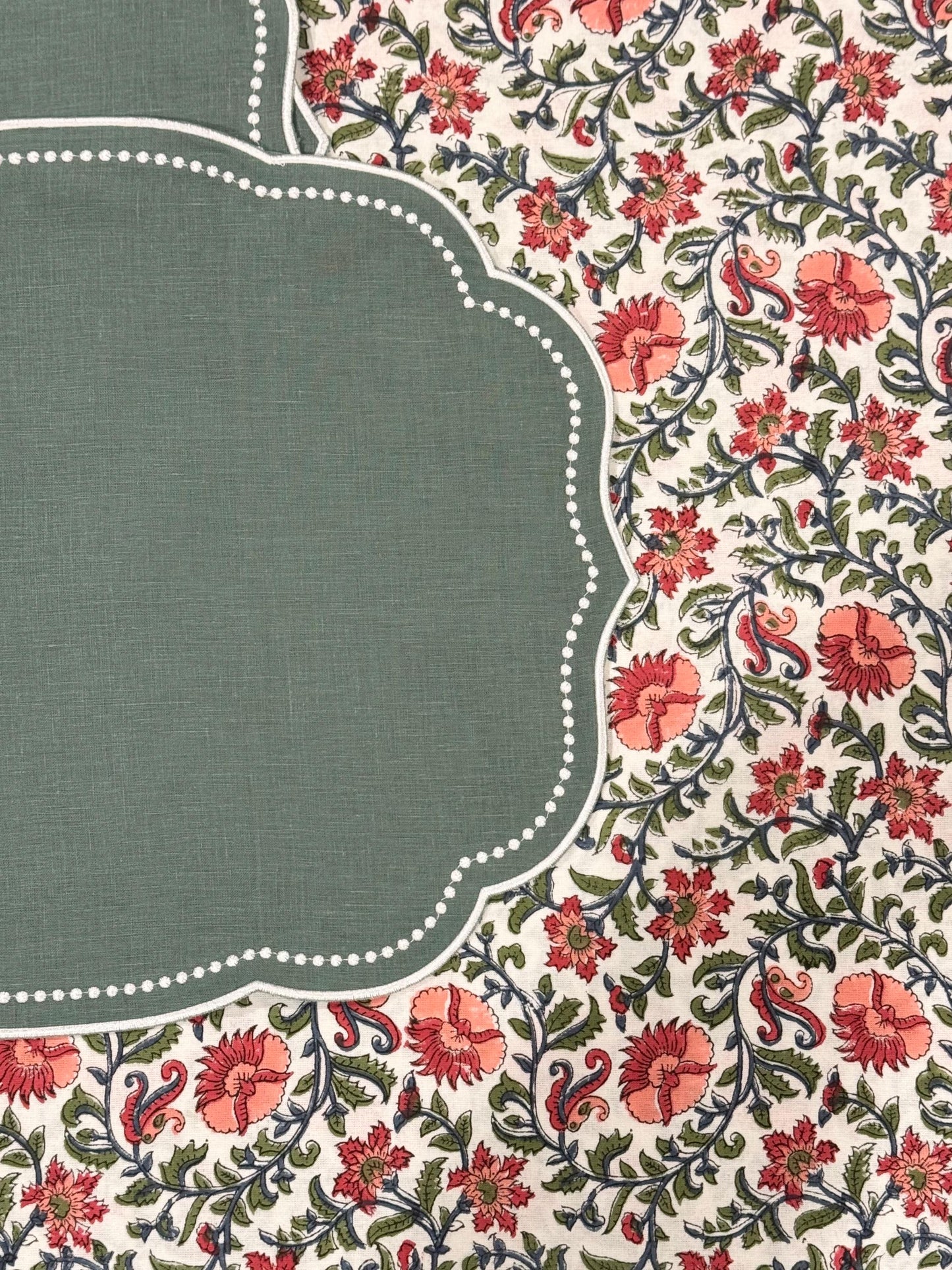 Rosewood Lane- Hand Block-Printed Tablecloth