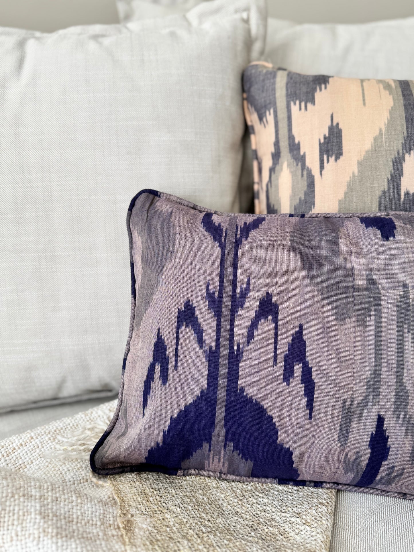 Indigo Mist Ikat Cushion Cover