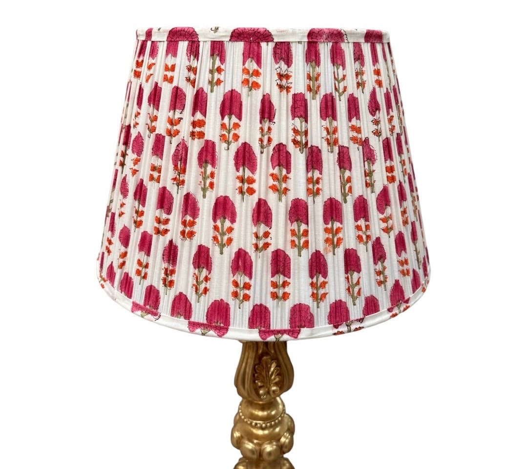 Marigold Buteh~Handmade Block Printed Cotton Lampshade | Vintage Flair Australia