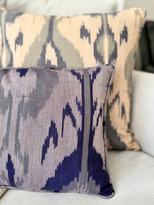 Indigo Mist Ikat Cushion Cover