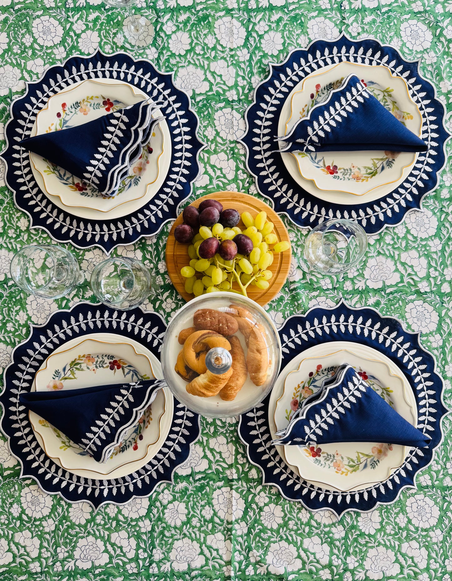 Fernleigh- Hand Block-Printed Tablecloth