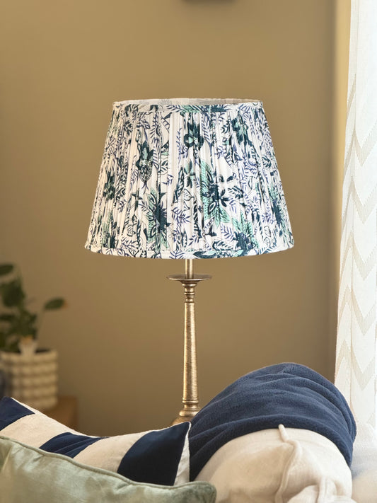 Ocean Fern ~Handmade Block Printed Cotton Lampshade | Vintage Flair