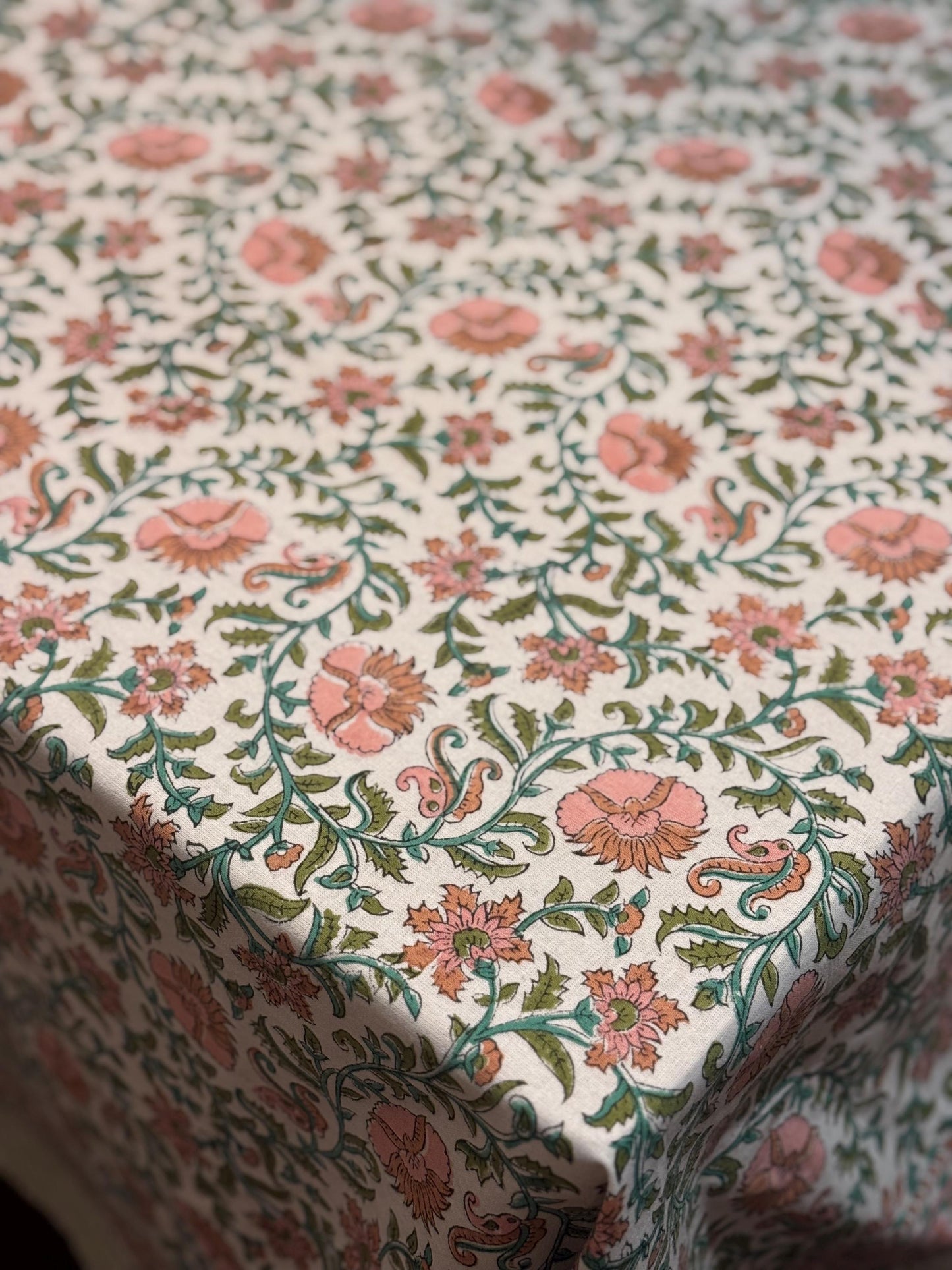 Primrose Lane- Hand Block-Printed Tablecloth
