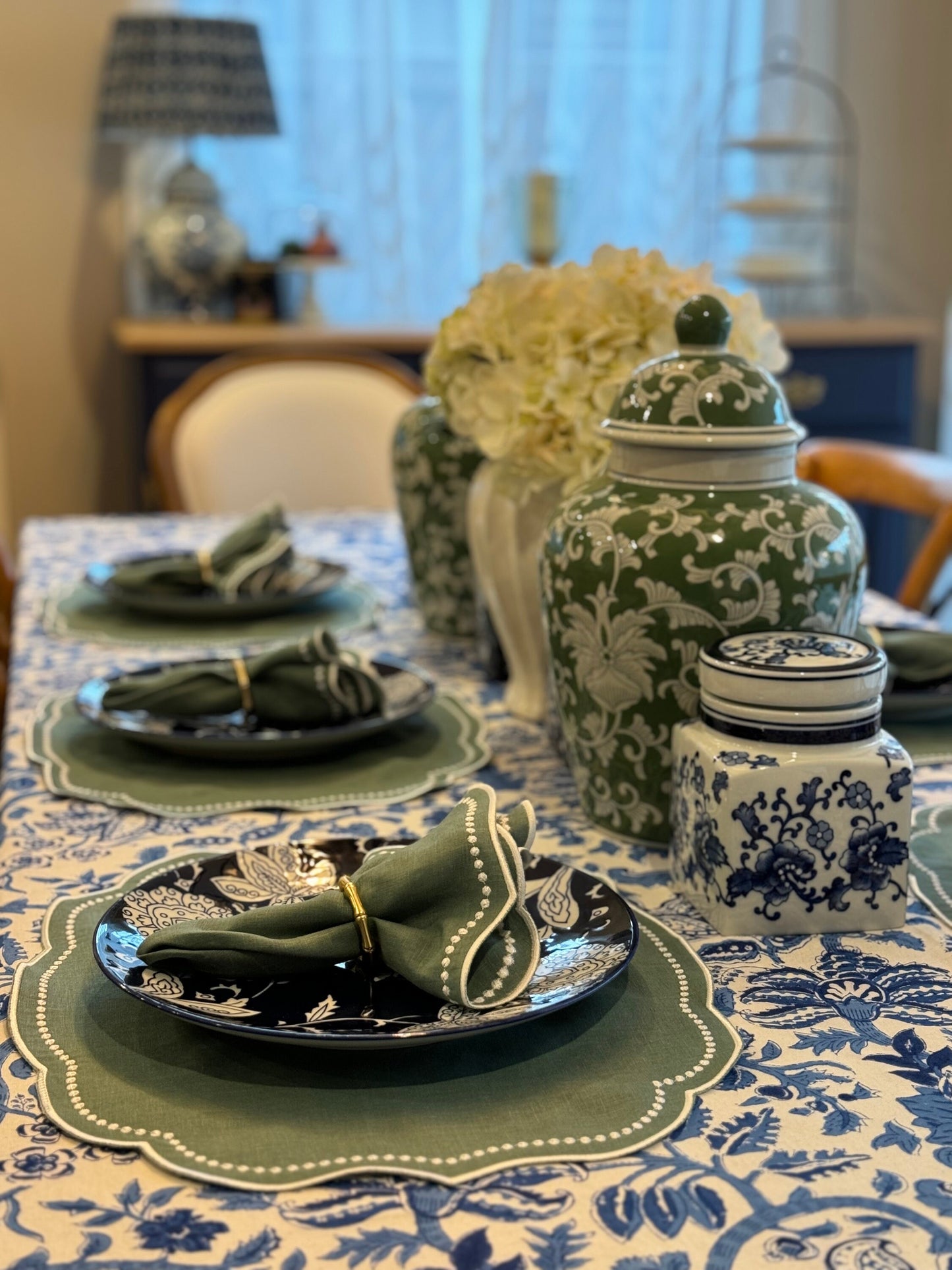 Sage Soirée Linen Rectangle Placemats — Set of 4 / 6