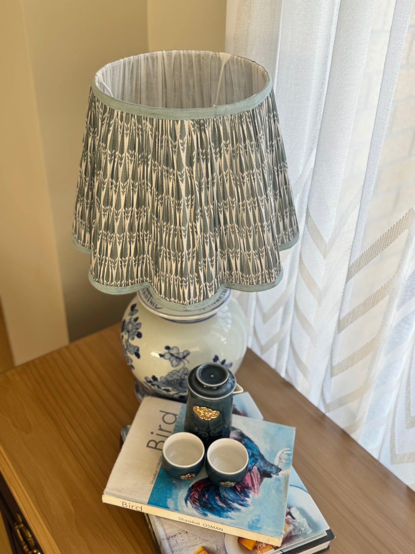 Sea Mist~Handmade Block Printed Cotton Lampshade | Vintage Flair Australia
