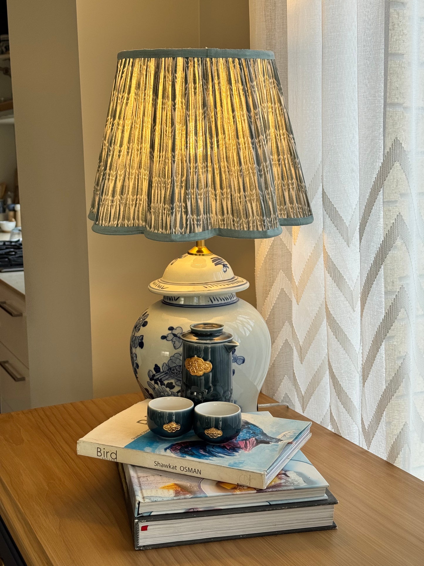 Sea Mist~Handmade Block Printed Cotton Lampshade | Vintage Flair Australia