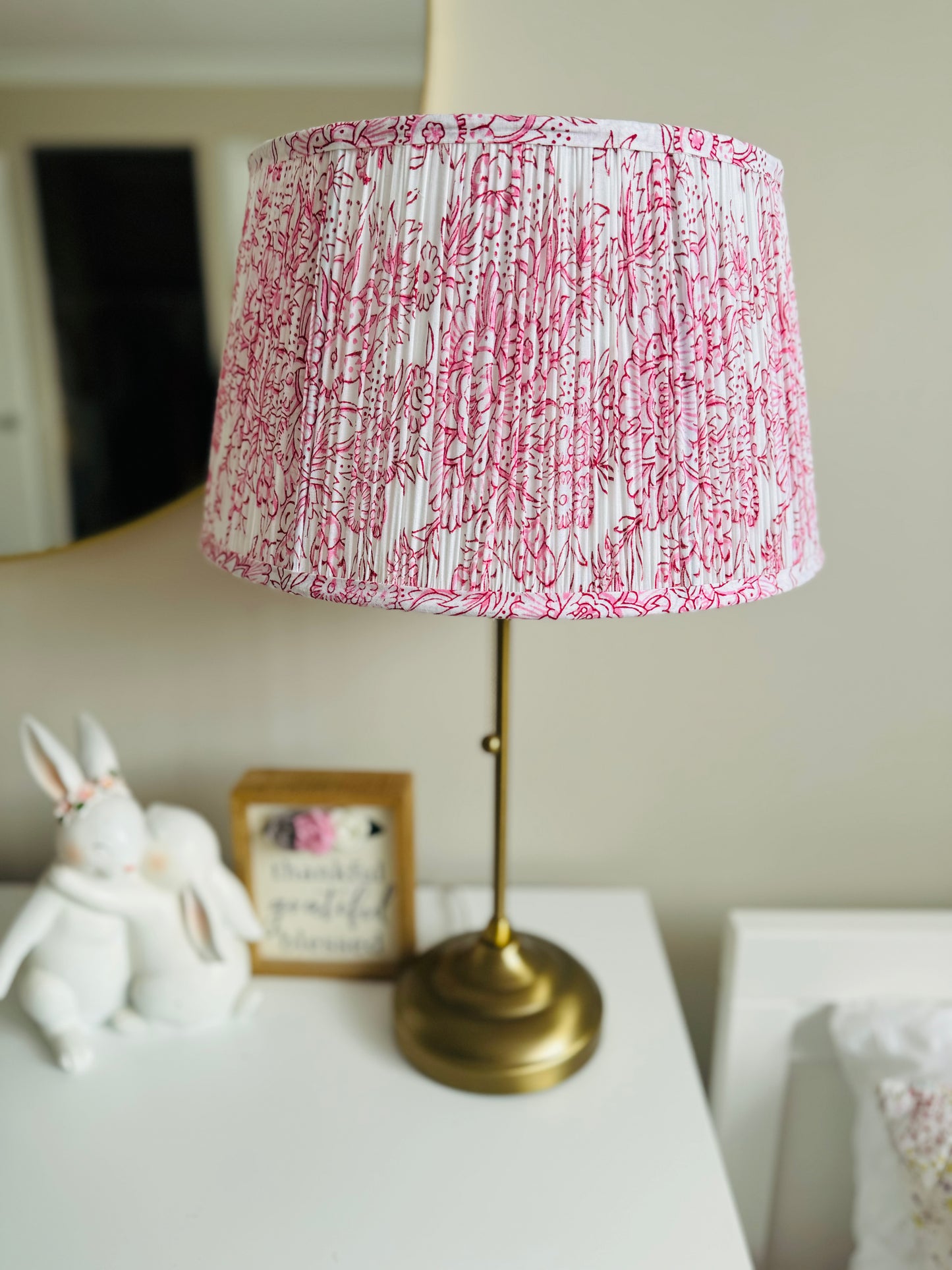 Blush Meadow~ Handmade Block Printed Cotton Lampshade | Vintage Flair Australia