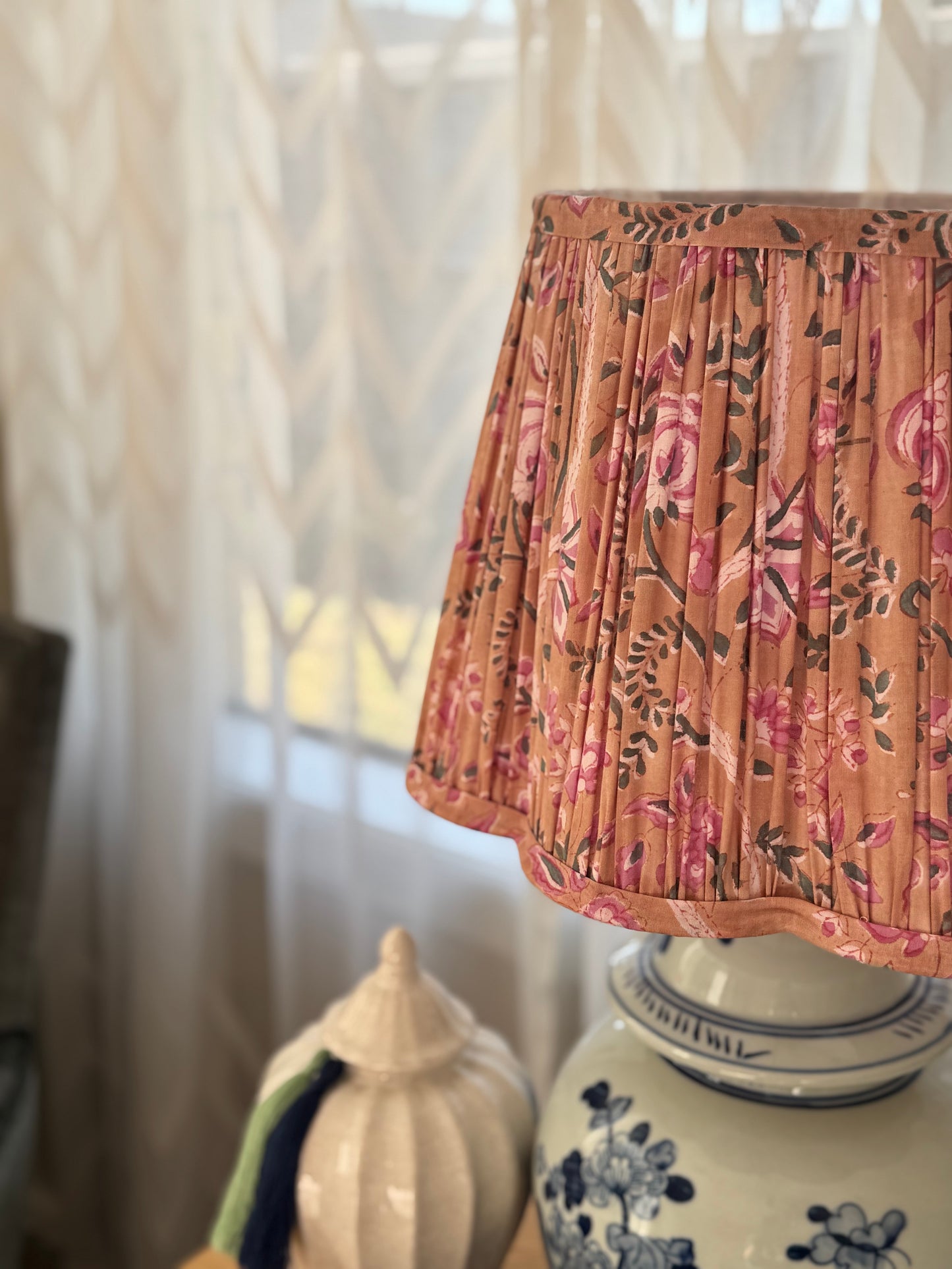 Dusty Bloom~Handmade Block Printed Cotton Lampshade | Vintage Flair Australia