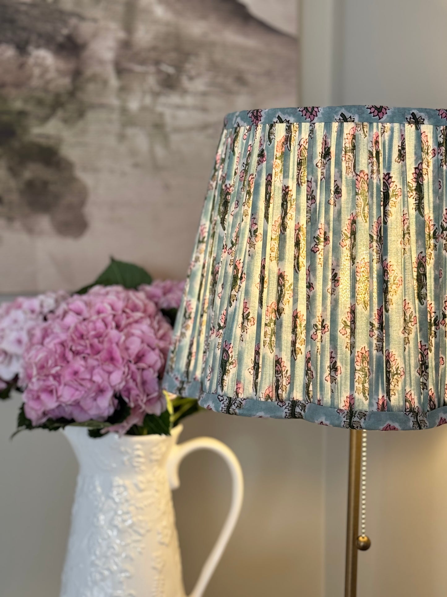 Blue Bud – Hand Block Printed Cotton Lampshade