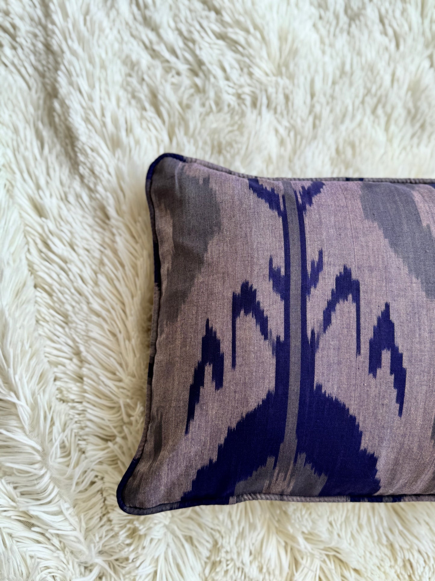 Indigo Mist Ikat Cushion Cover