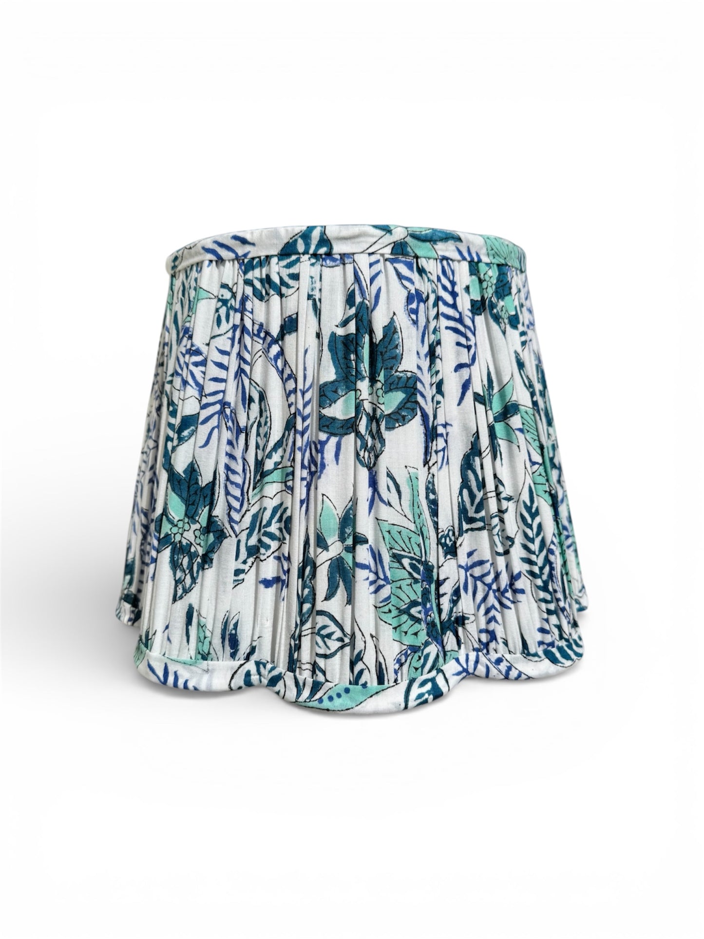 Ocean Fern ~Handmade Block Printed Cotton Lampshade | Vintage Flair