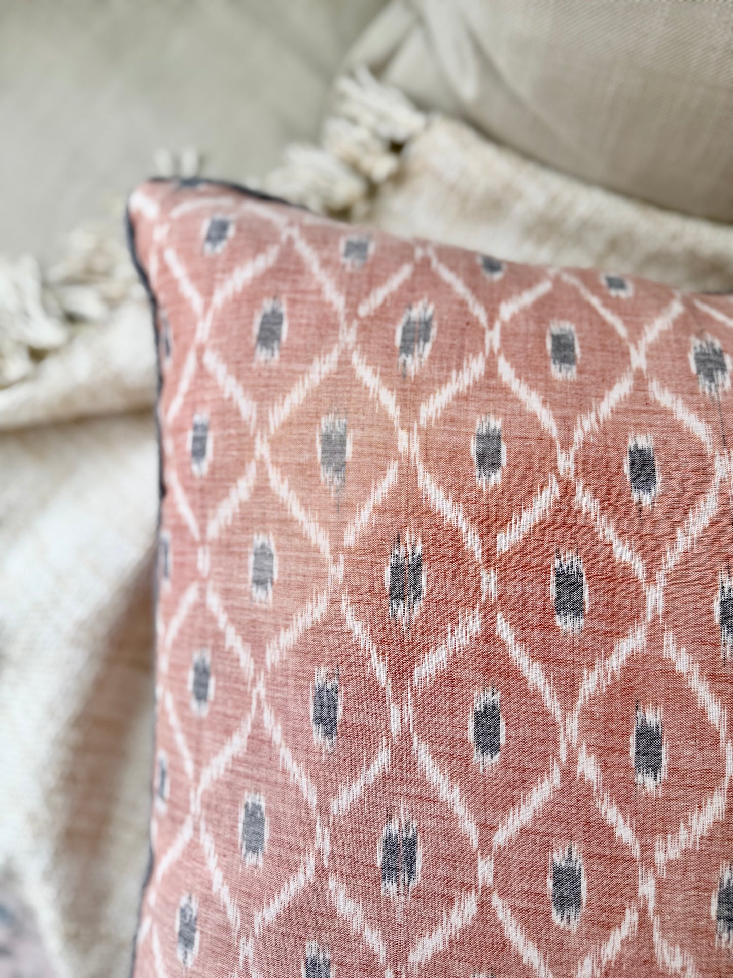 Blush Ikat Cushion Cover