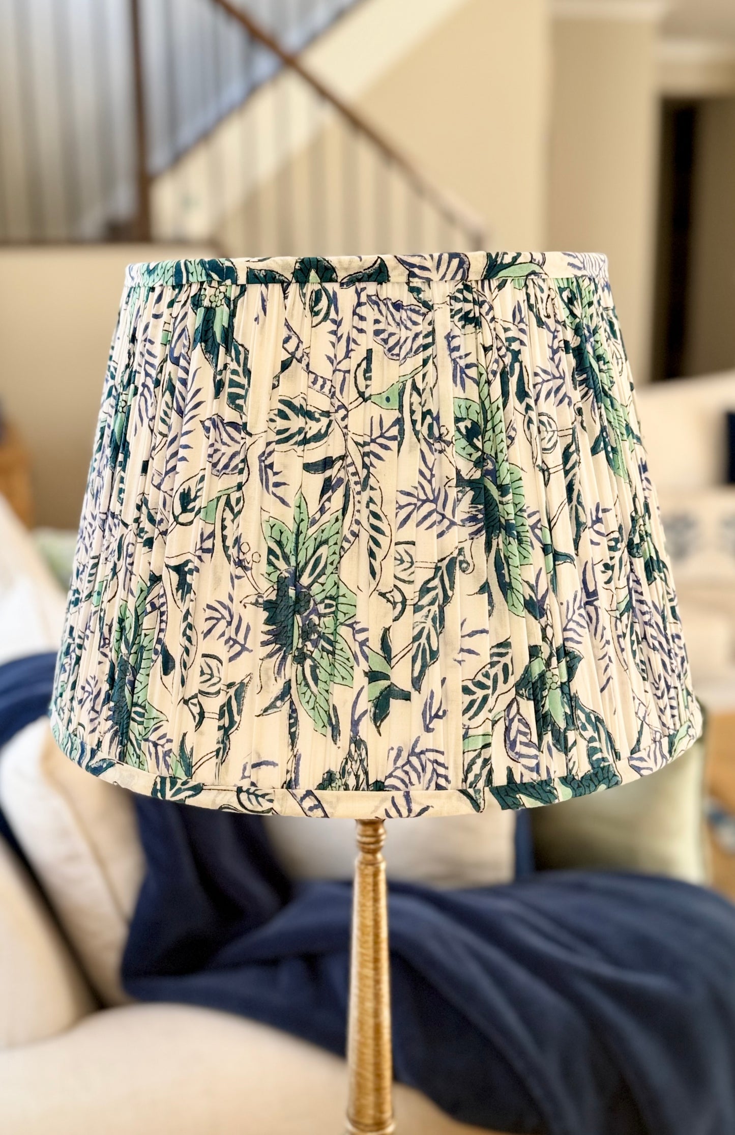 Ocean Fern ~Handmade Block Printed Cotton Lampshade | Vintage Flair